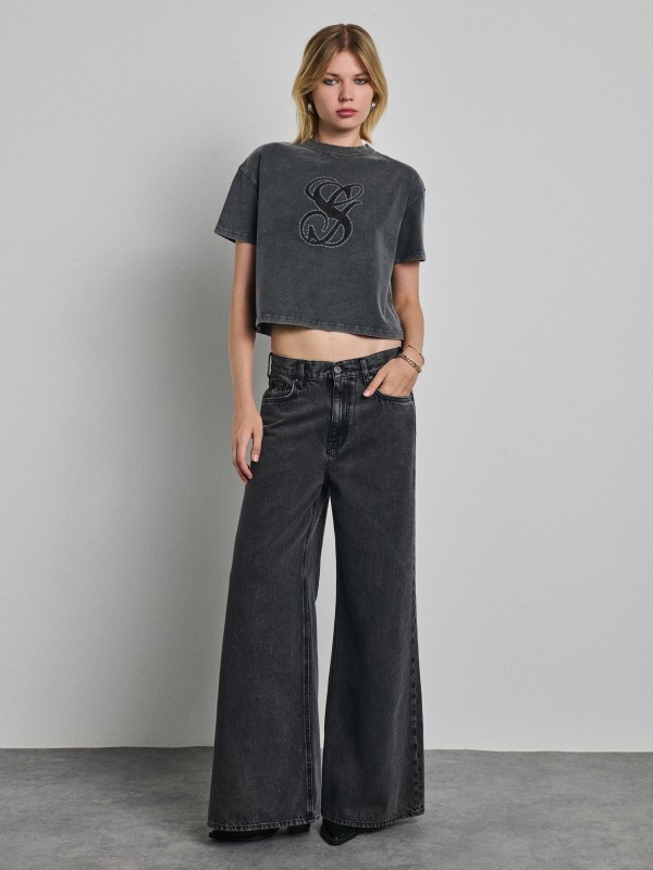 Lovely Τζιν Γυναικείο Παντελόνι-Wide Leg Fit